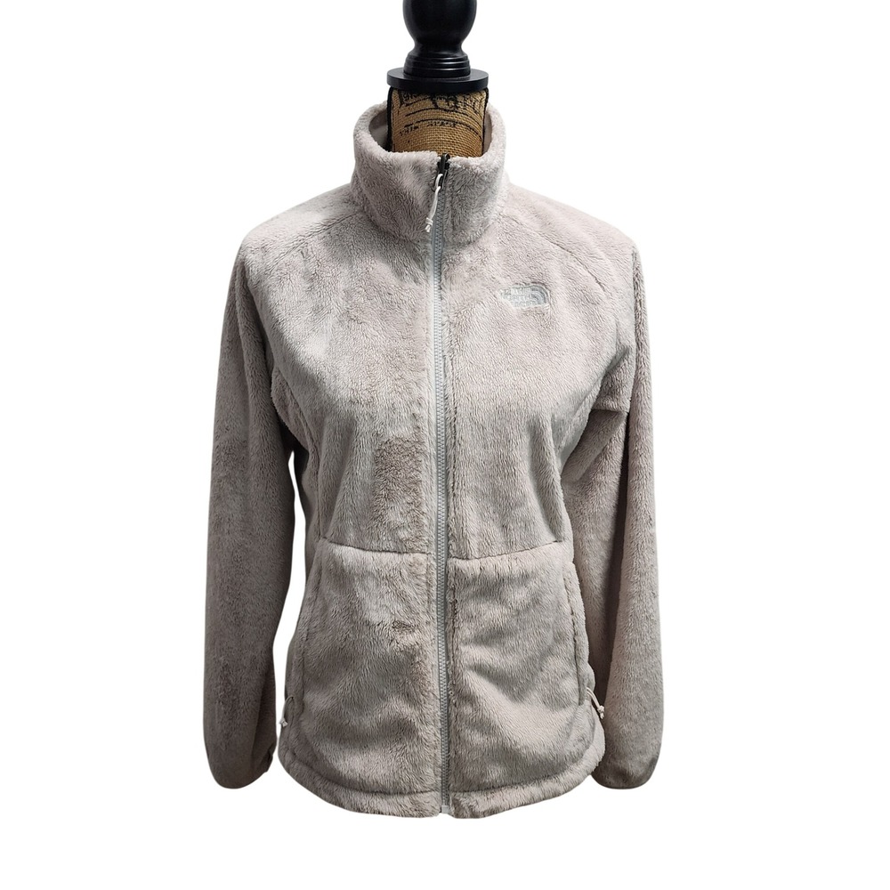 The North Face Fuzzy Fleece Jacket Womens M Beige‎ Zip Up Casual Outerwear